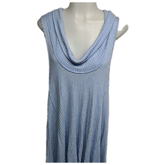We The Free FP Tunic Top Women Lagenlook Cowl Neck Sleeveless Wide Powder Blue L - Picture 3 of 8